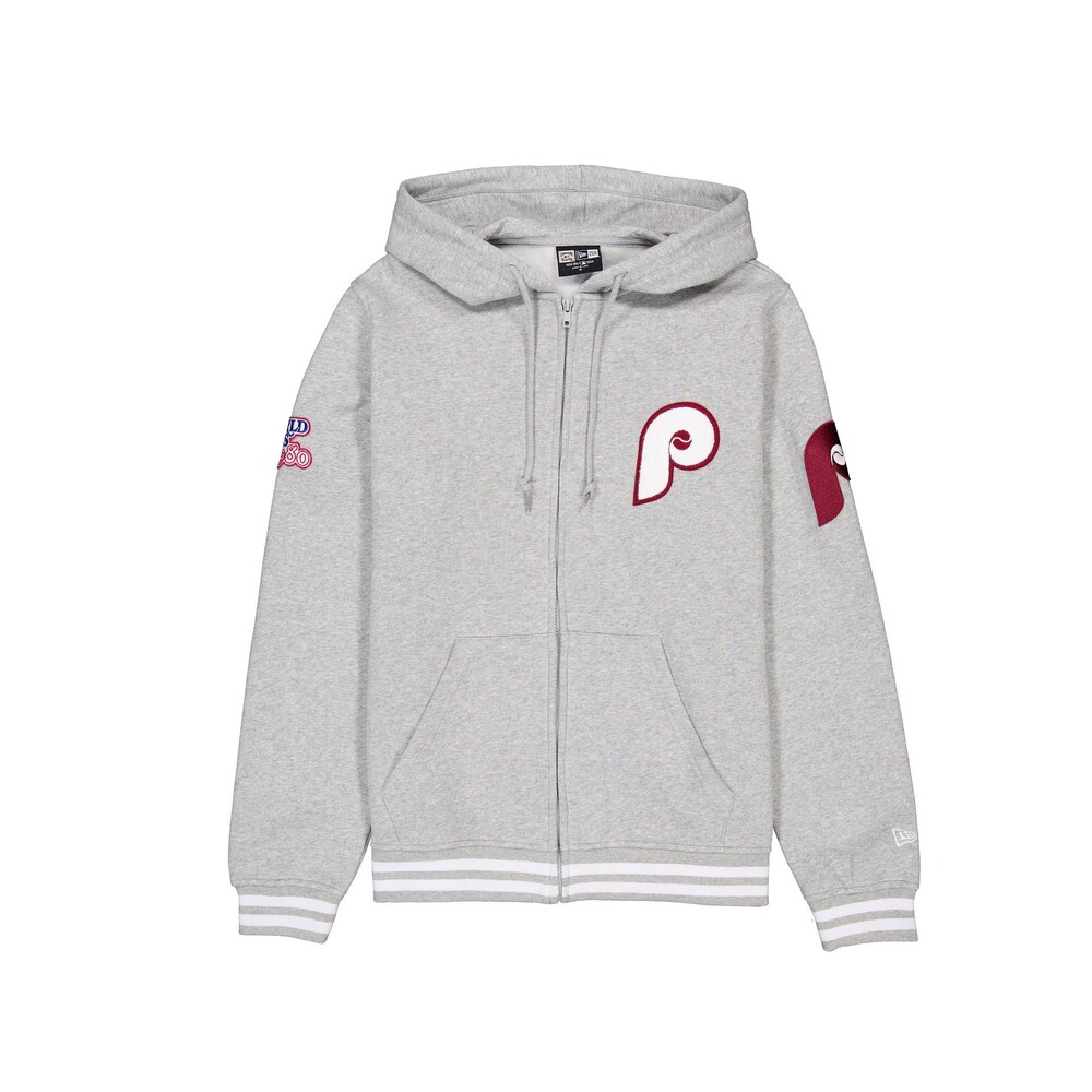 New Era Philadelphia Phillies Gray Logo Select Full-Zip Hoodie - Size M
